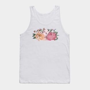 Romantic Watercolor Floral Bouquet Flowers Roses Arrangement Pink Tank Top